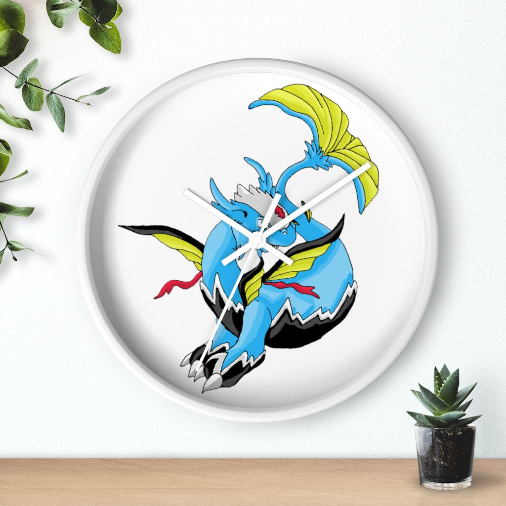 Dragonir Wall Clock featuring a wooden frame and plexiglass face, designed for indoor use with a silent mechanism.