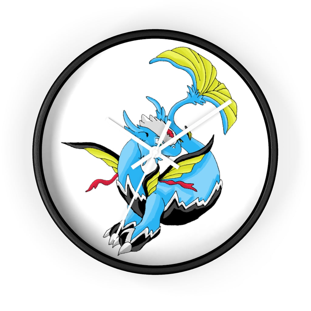 Dragonir Wall Clock featuring a wooden frame and plexiglass face, designed for indoor use with a silent mechanism.