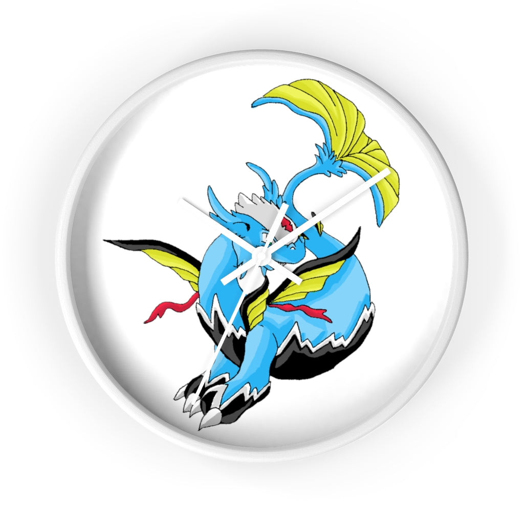 Dragonir Wall Clock featuring a wooden frame and plexiglass face, designed for indoor use with a silent mechanism.