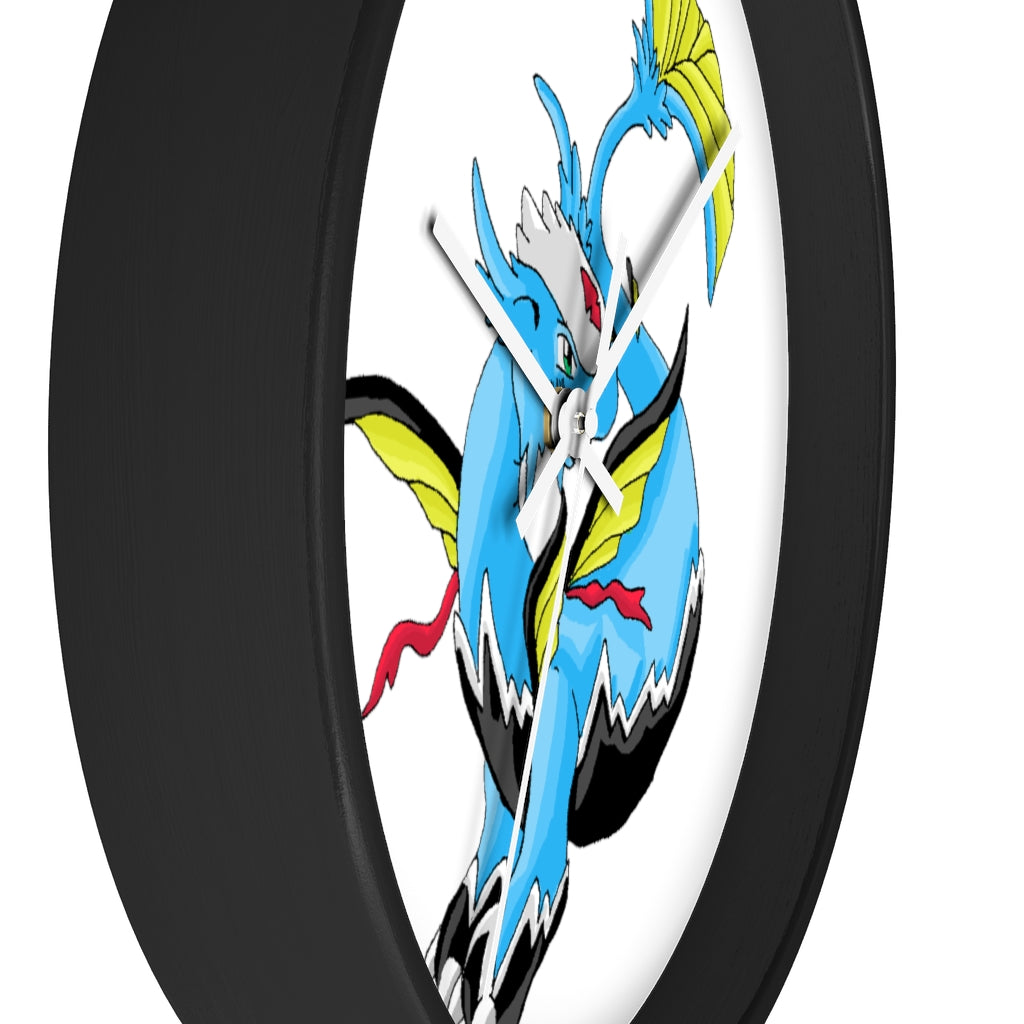 Dragonir Wall Clock featuring a wooden frame and plexiglass face, designed for indoor use with a silent mechanism.