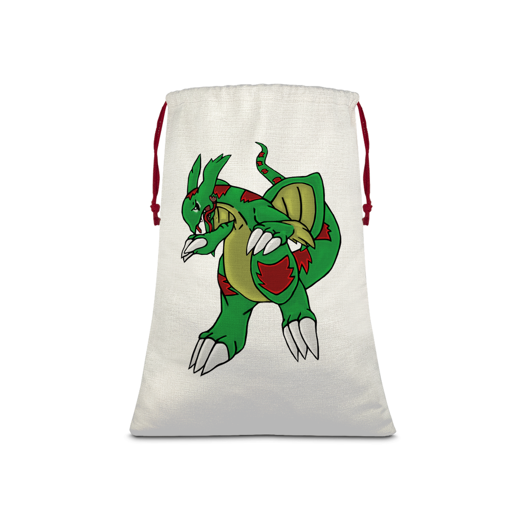 Draggor Sublimation Linen Drawstring Sack with red drawstring, showcasing its linen effect and eco-friendly print.
