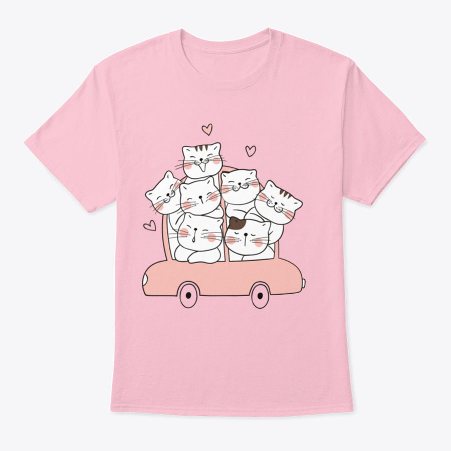 A cute cat character sitting in a pink pastel car, showcasing a whimsical design perfect for cat lovers.