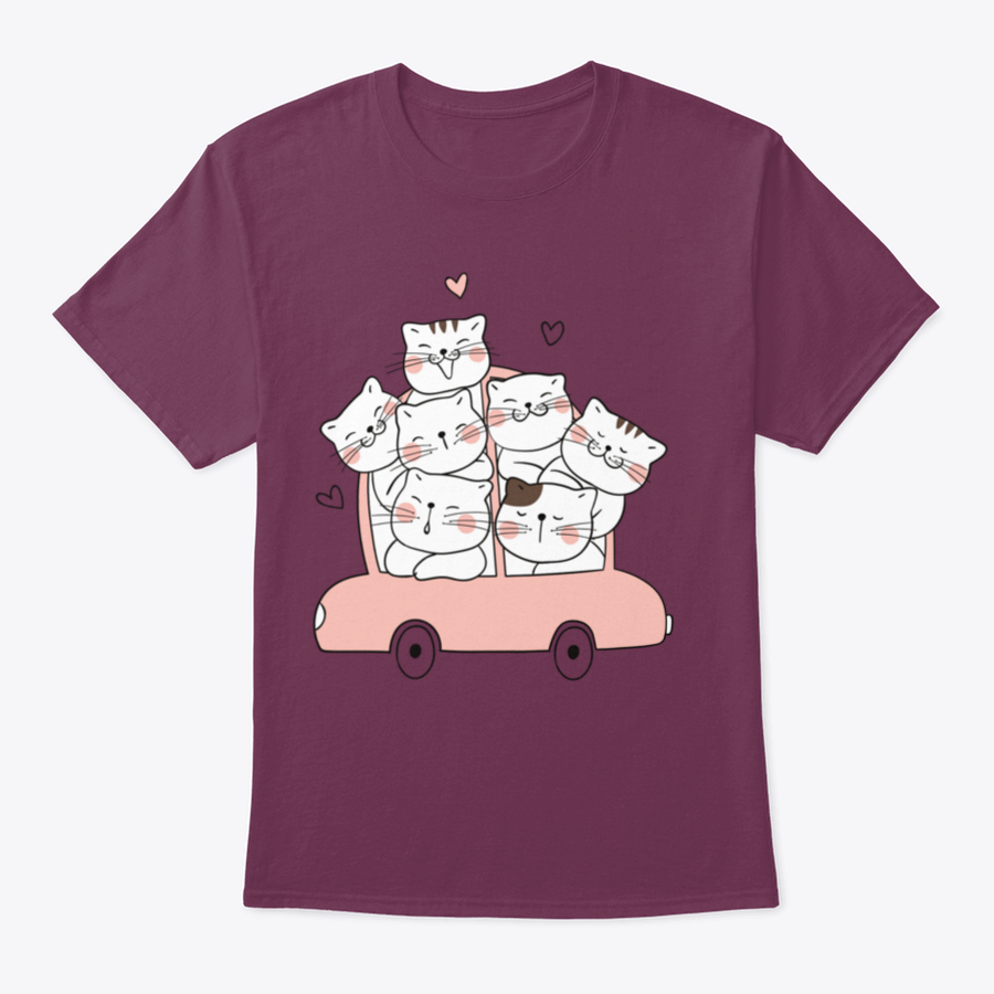 A cute cat character sitting in a pink pastel car, showcasing a whimsical design perfect for cat lovers.