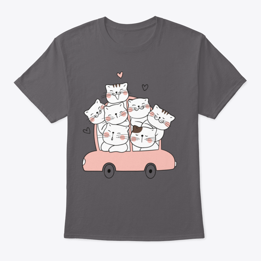 A cute cat character sitting in a pink pastel car, showcasing a whimsical design perfect for cat lovers.