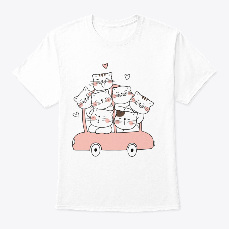 A cute cat character sitting in a pink pastel car, showcasing a whimsical design perfect for cat lovers.