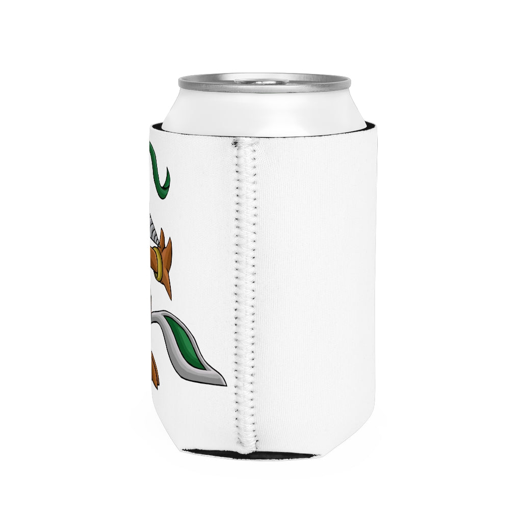 Drillbug Can Cooler Sleeve in black neoprene, designed to fit standard 12 oz cans, showcasing its durable and slip-resistant features.