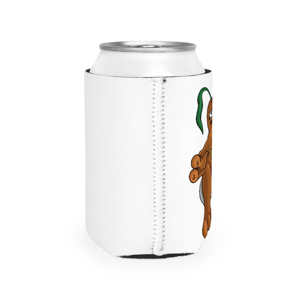 Drillbug Can Cooler Sleeve in black neoprene, designed to fit standard 12 oz cans, showcasing its durable and slip-resistant features.