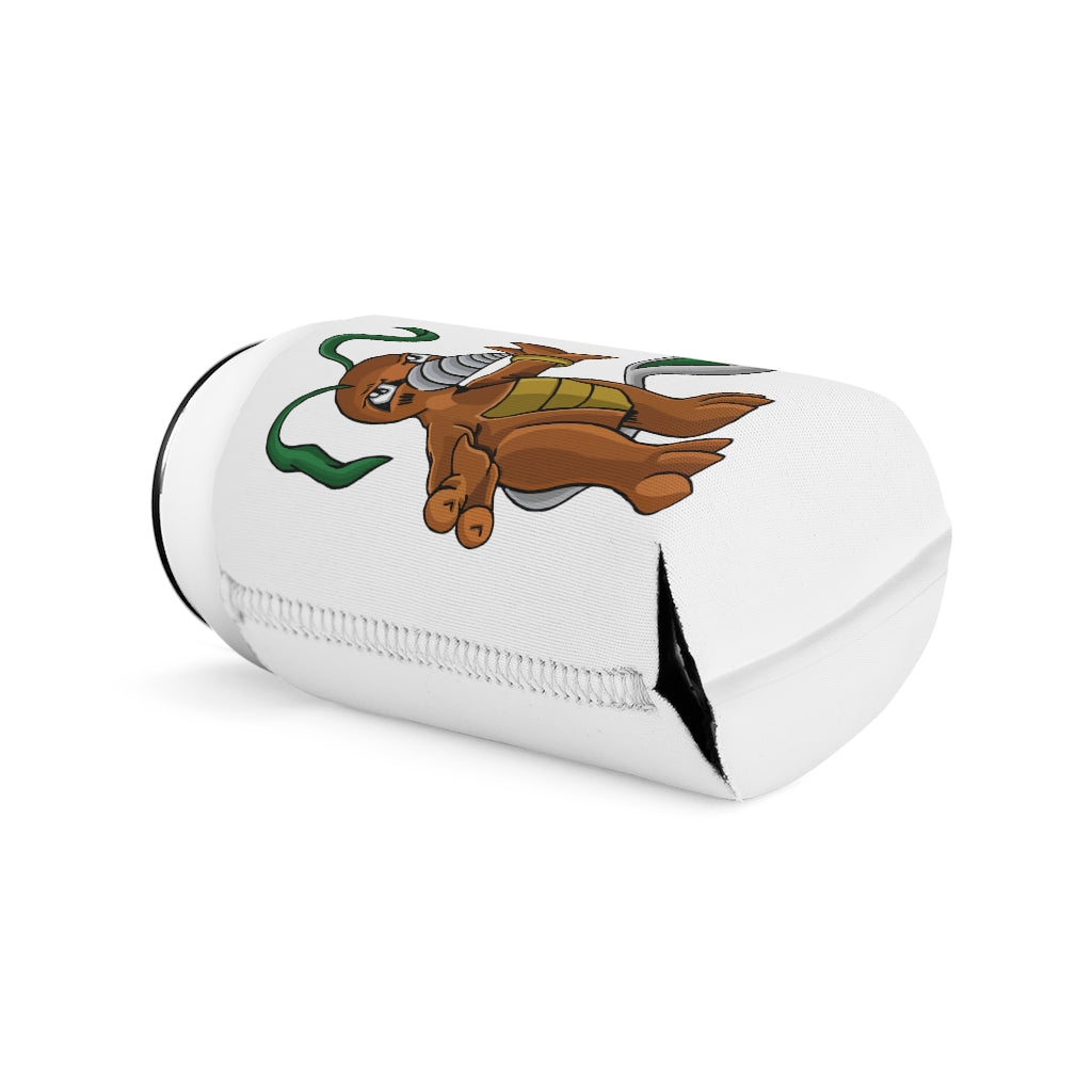 Drillbug Can Cooler Sleeve in black neoprene, designed to fit standard 12 oz cans, showcasing its durable and slip-resistant features.