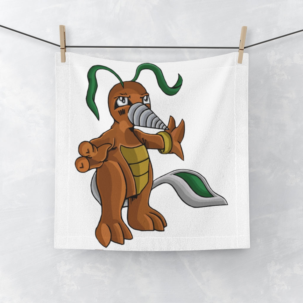 Drillbug Face Towel featuring a customizable polyester front and soft cotton back, ideal for personal use and gifting.