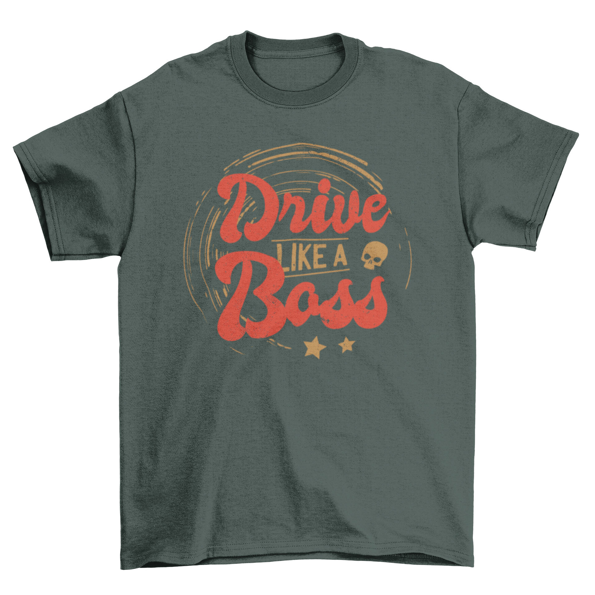 Drive Boss Quote T-shirt featuring bold lettering 'DRIVE LIKE A BOSS' on a stylish fabric.