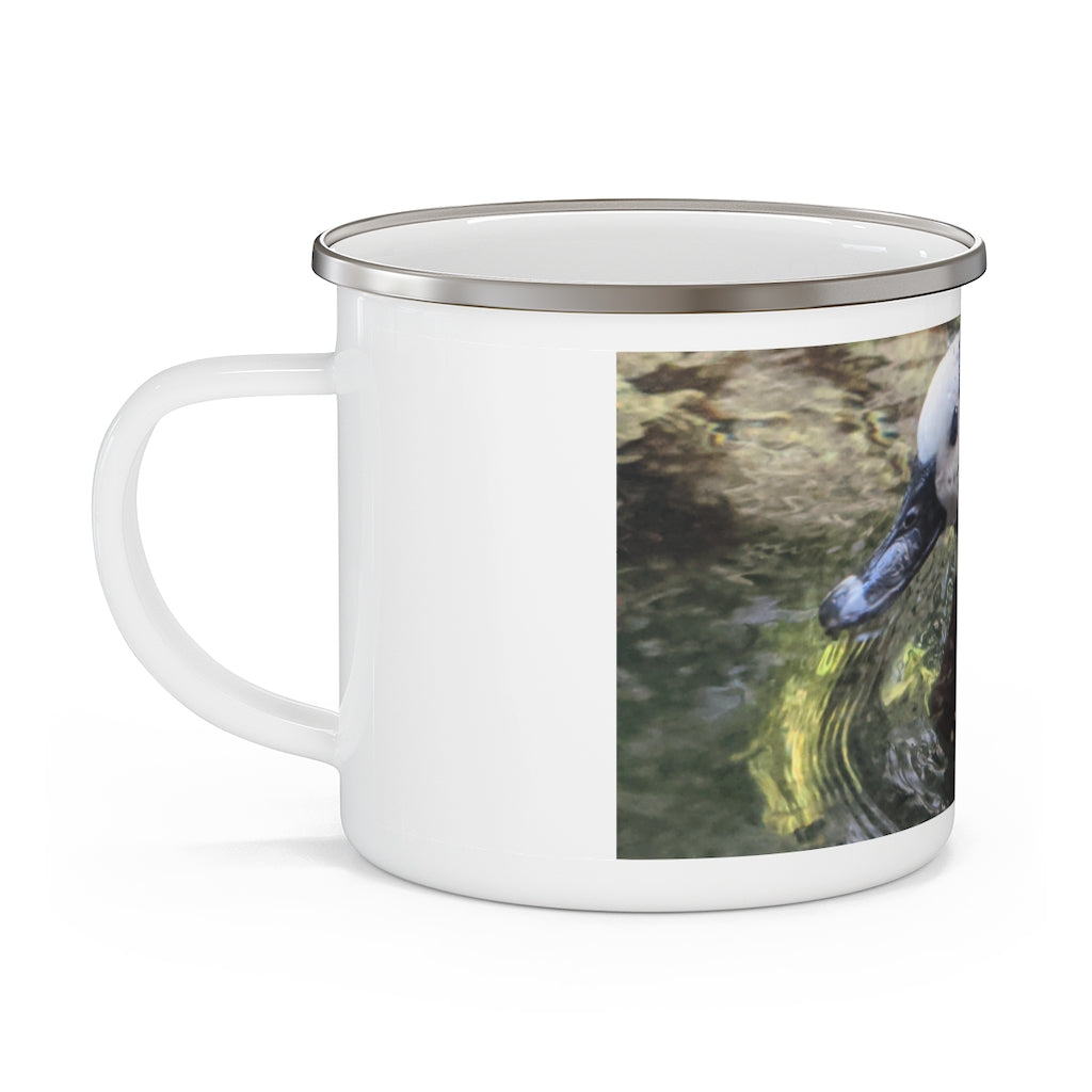 Duck Enamel Camping Mug with a stylish design, perfect for outdoor use, featuring a C-handle and durable enamel finish.
