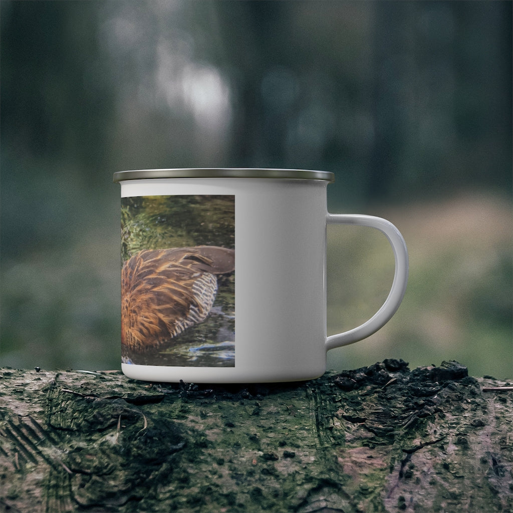 Duck Enamel Camping Mug with a stylish design, perfect for outdoor use, featuring a C-handle and durable enamel finish.