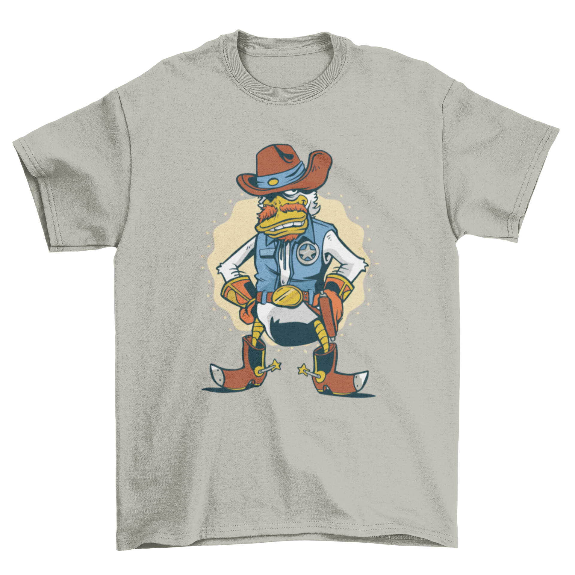 Duck Texas Ranger T-shirt featuring a playful duck illustration in a Texas Ranger outfit.