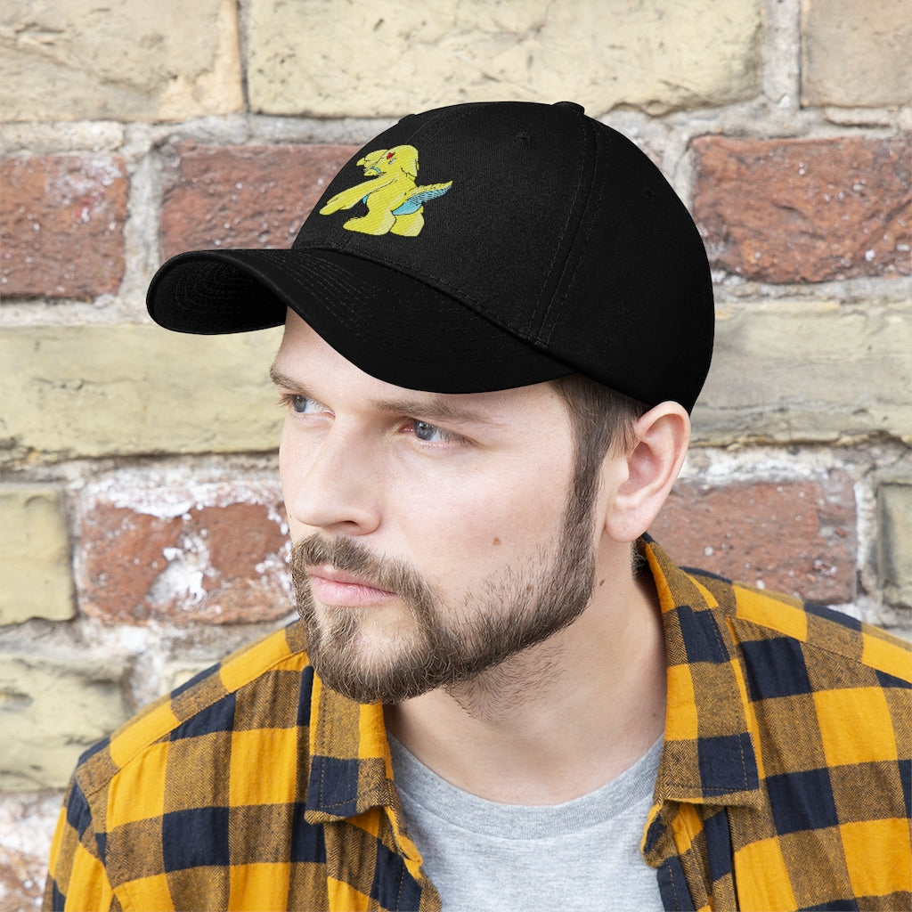 Ductil Unisex Twill Hat in cotton twill, featuring a classic 6-panel design and adjustable Velcro closure.