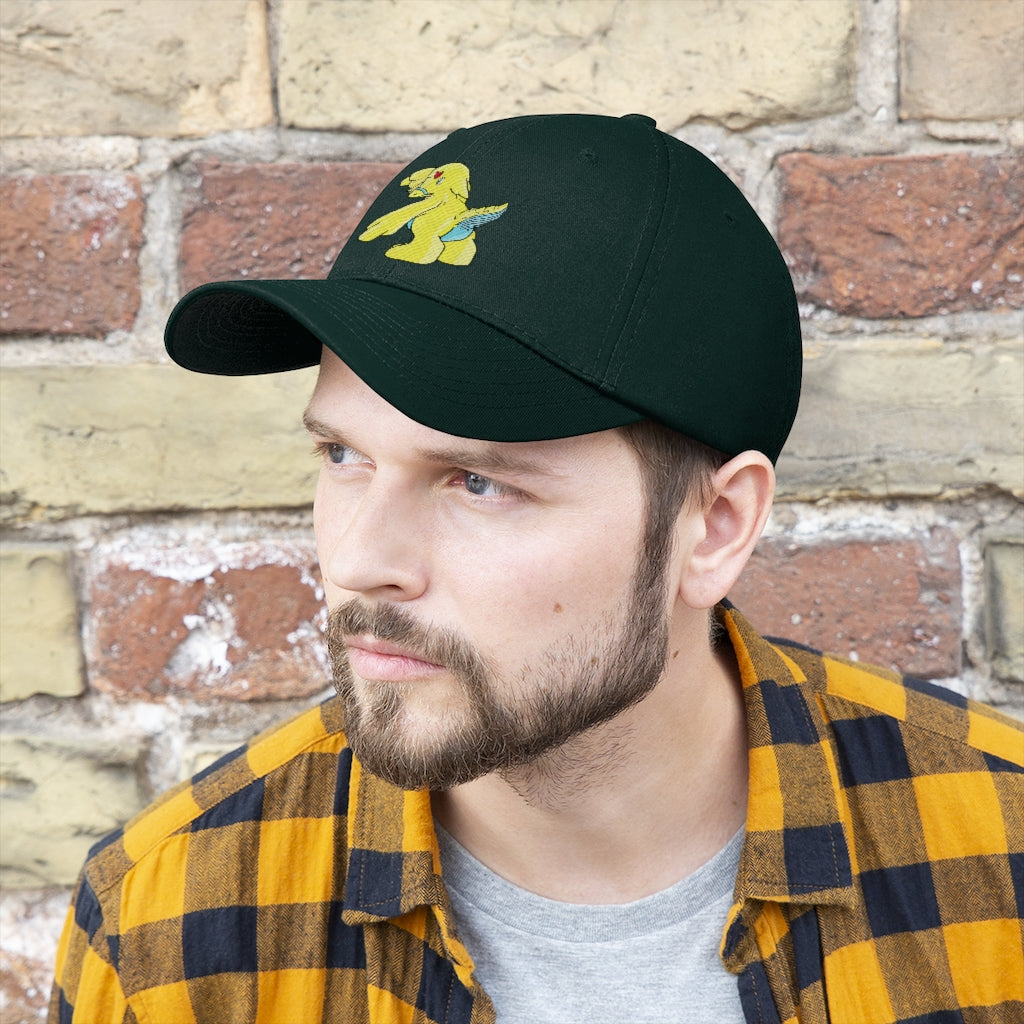 Ductil Unisex Twill Hat in cotton twill, featuring a classic 6-panel design and adjustable Velcro closure.