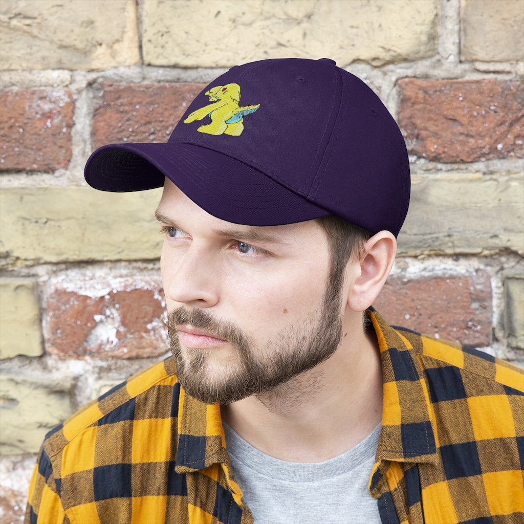 Ductil Unisex Twill Hat in cotton twill, featuring a classic 6-panel design and adjustable Velcro closure.