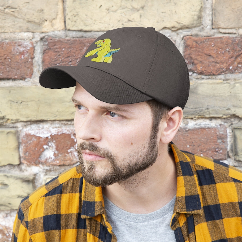 Ductil Unisex Twill Hat in cotton twill, featuring a classic 6-panel design and adjustable Velcro closure.