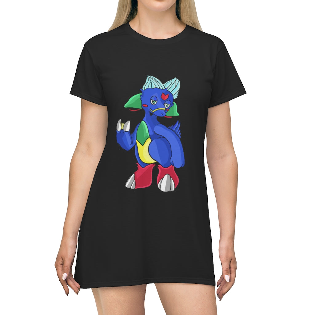 Duldi All Over Print T-Shirt Dress featuring vibrant prints and a comfortable fit, perfect for casual outings.