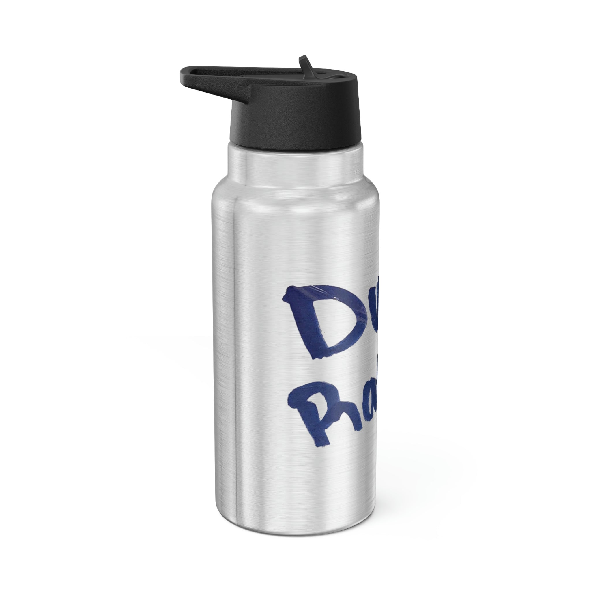 Dumbo Rats Gator Tumbler, 32oz, featuring a stainless steel body and a black screw-on cap, with a plastic straw included.