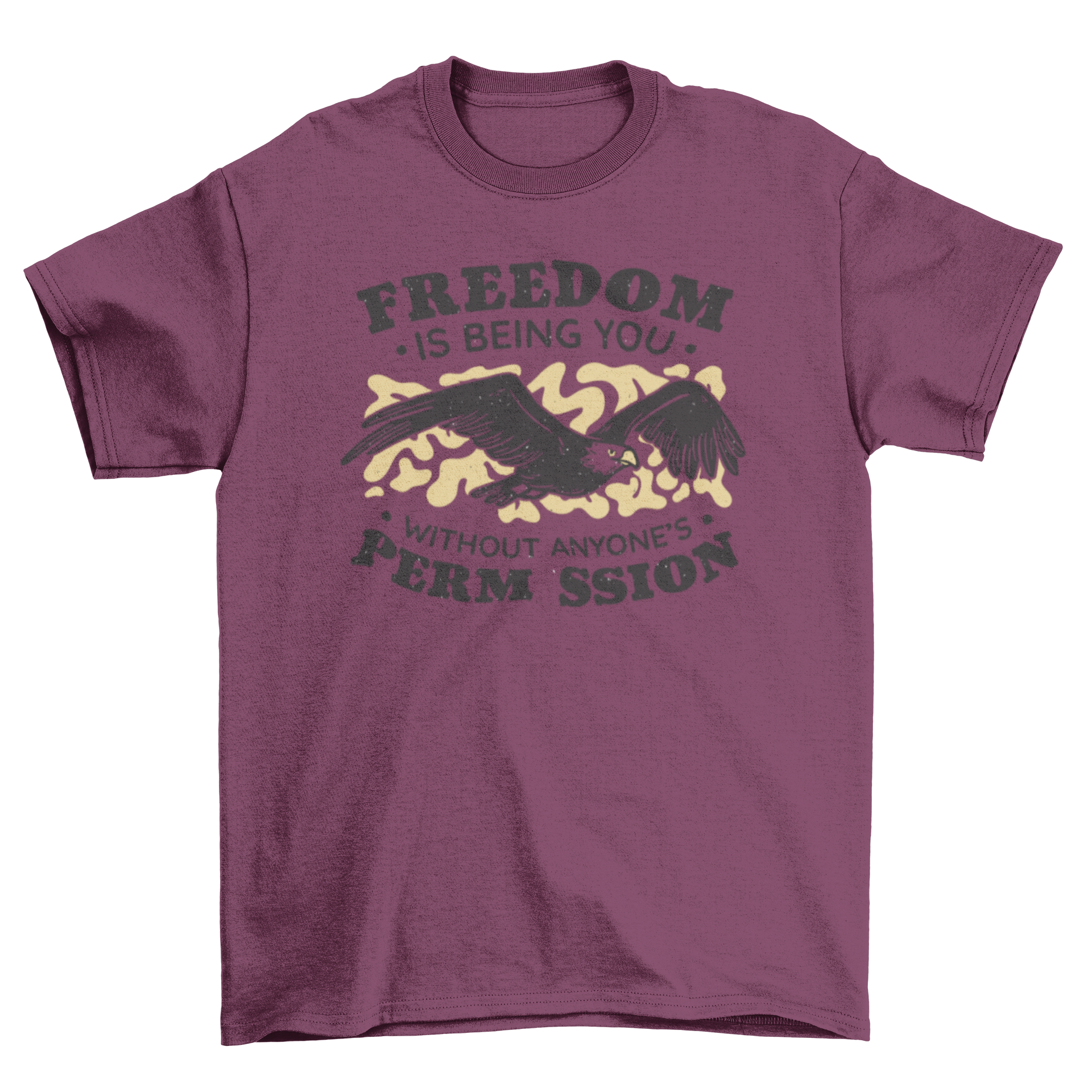 Eagle flying to freedom t-shirt featuring a detailed eagle graphic and an inspiring quote about individuality.