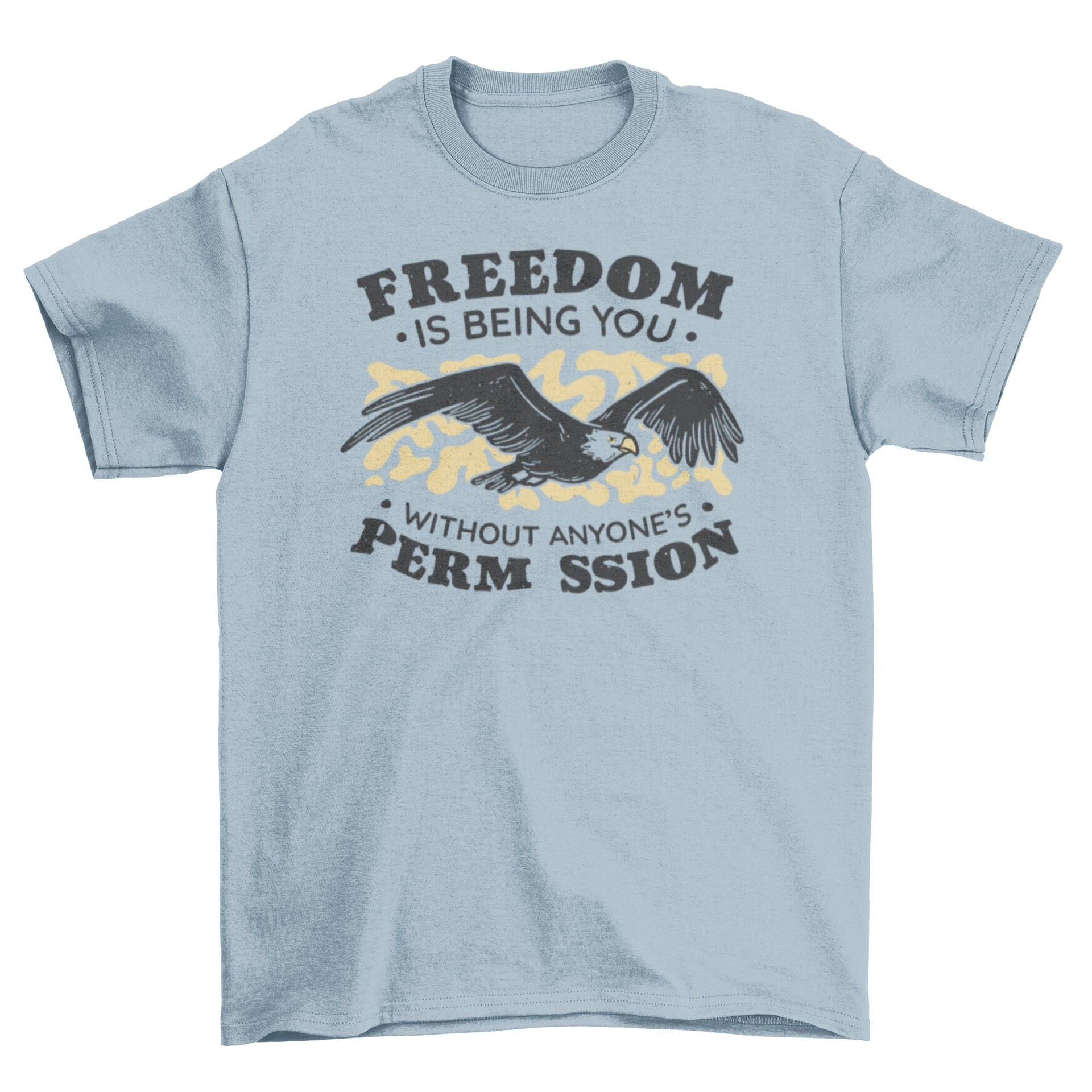 Eagle flying to freedom t-shirt featuring a detailed eagle graphic and an inspiring quote about individuality.