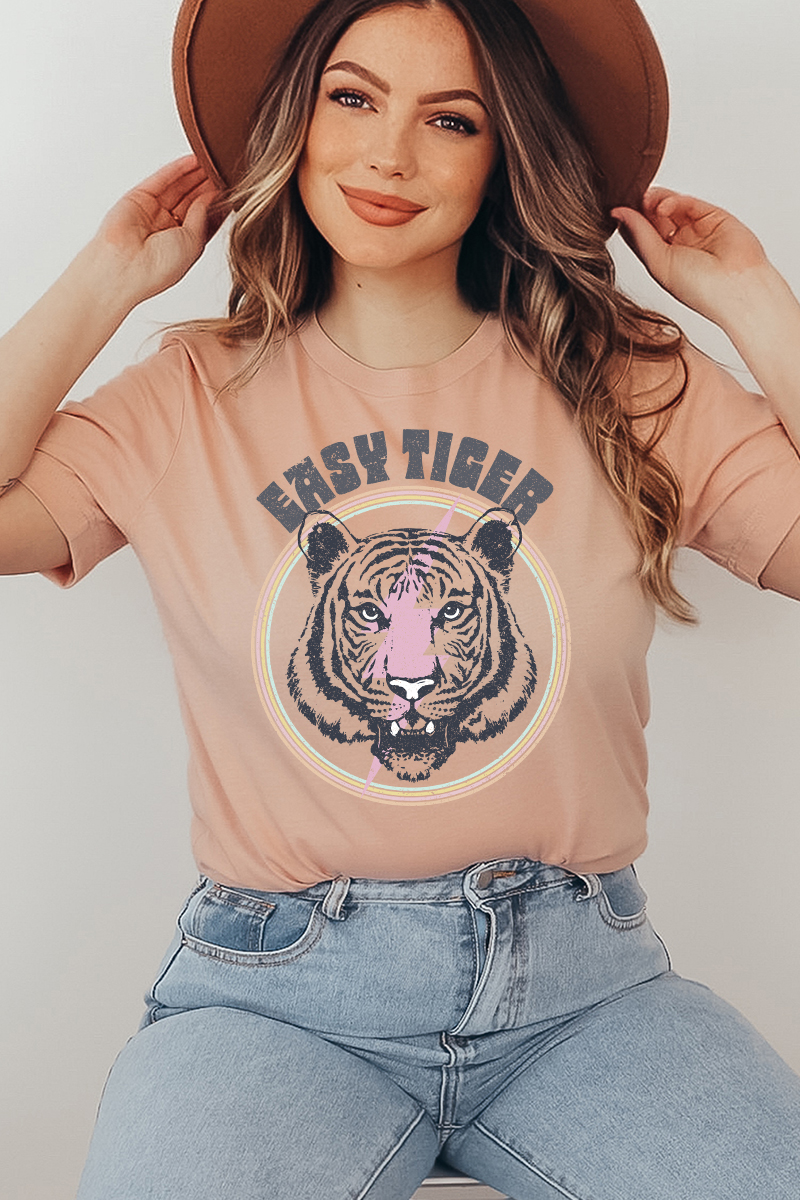 Easy Tiger T-shirt made from premium ring spun cotton with a vibrant flex print design.