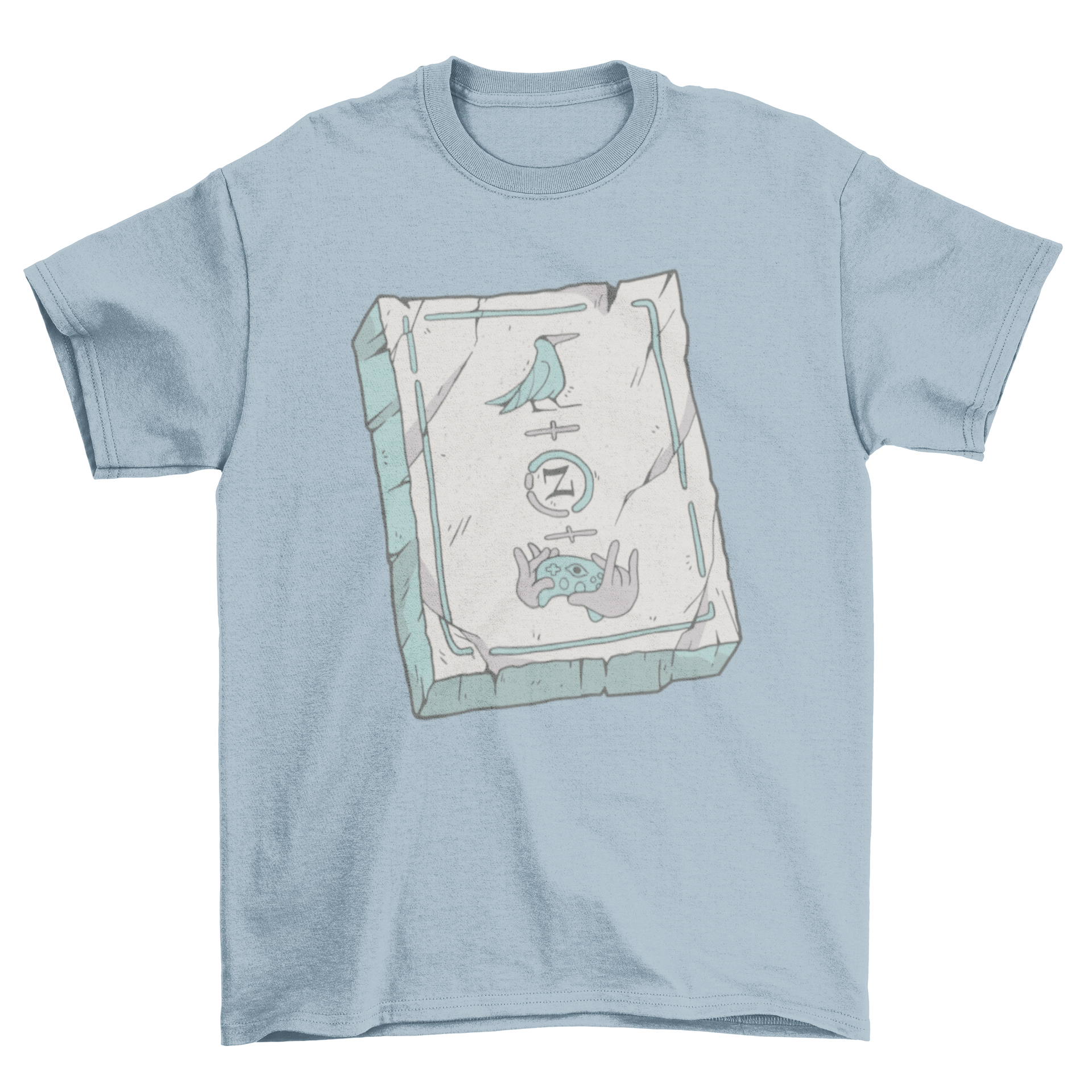 A stylish T-shirt featuring ancient Egyptian hieroglyphics on a stone background, showcasing cultural heritage.