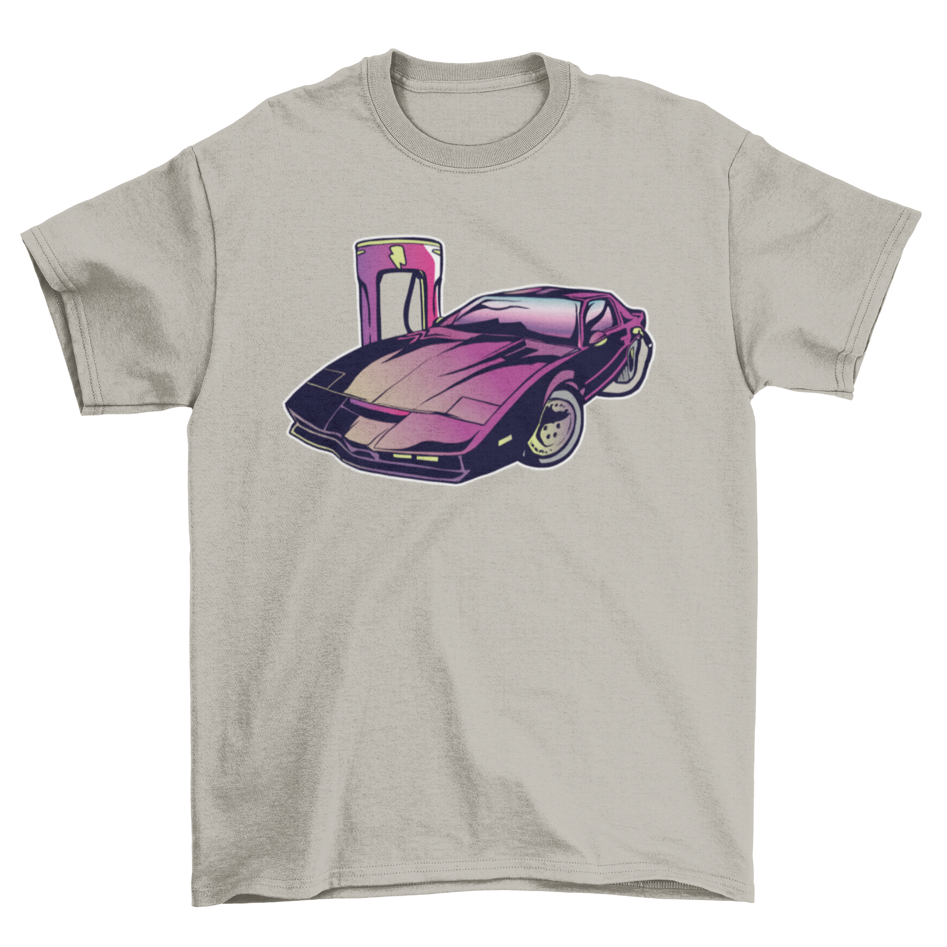 A stylish Electric Car Charger T-shirt featuring a vibrant design of an electric car and charger, perfect for eco-conscious individuals.