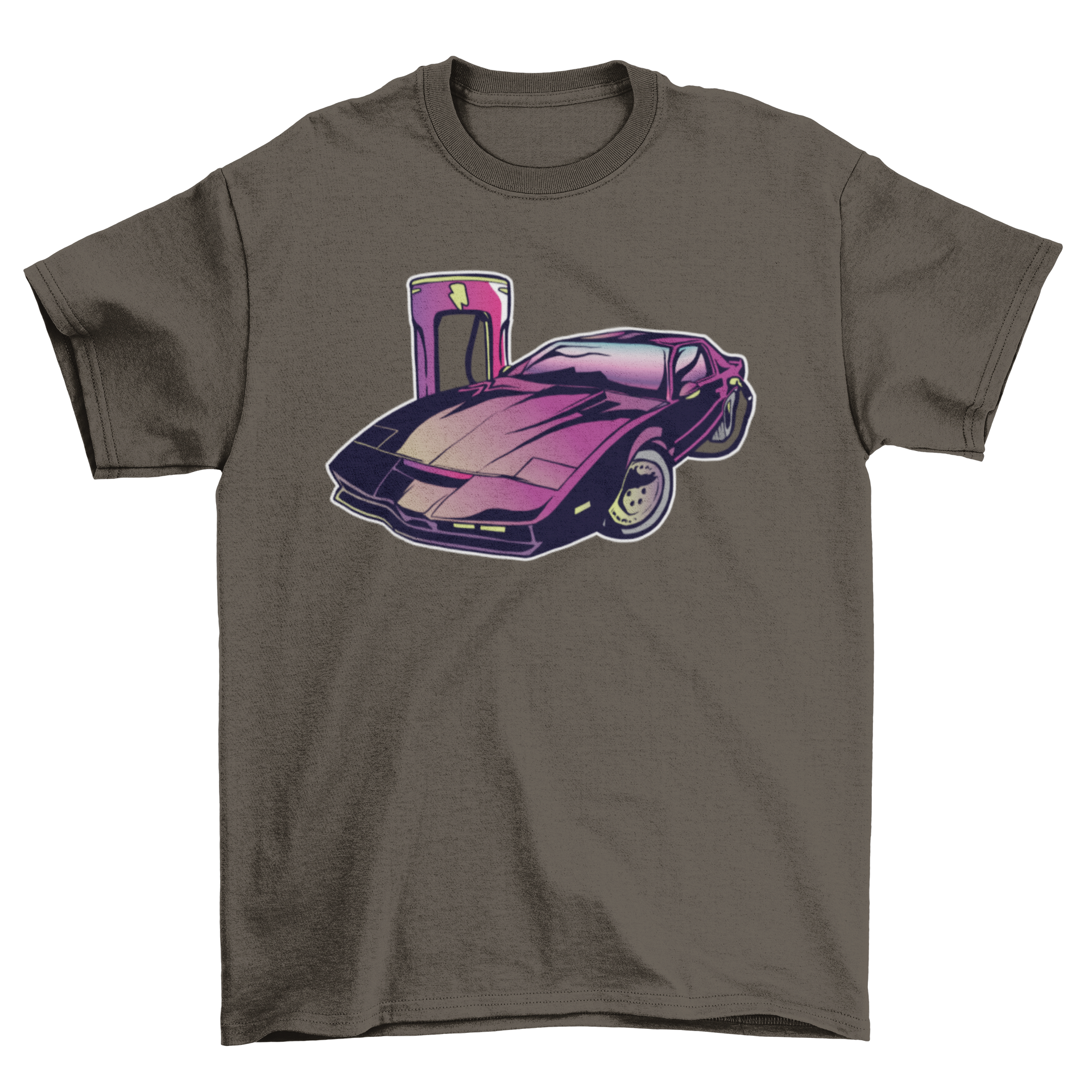 A stylish Electric Car Charger T-shirt featuring a vibrant design of an electric car and charger, perfect for eco-conscious individuals.