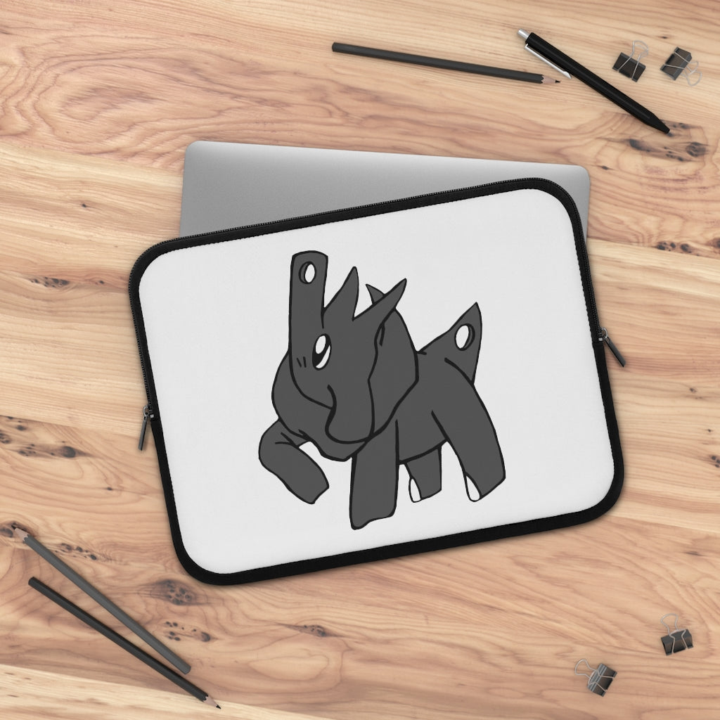 Electron Laptop Sleeve featuring a customizable front design and solid black back, made from durable neoprene material.