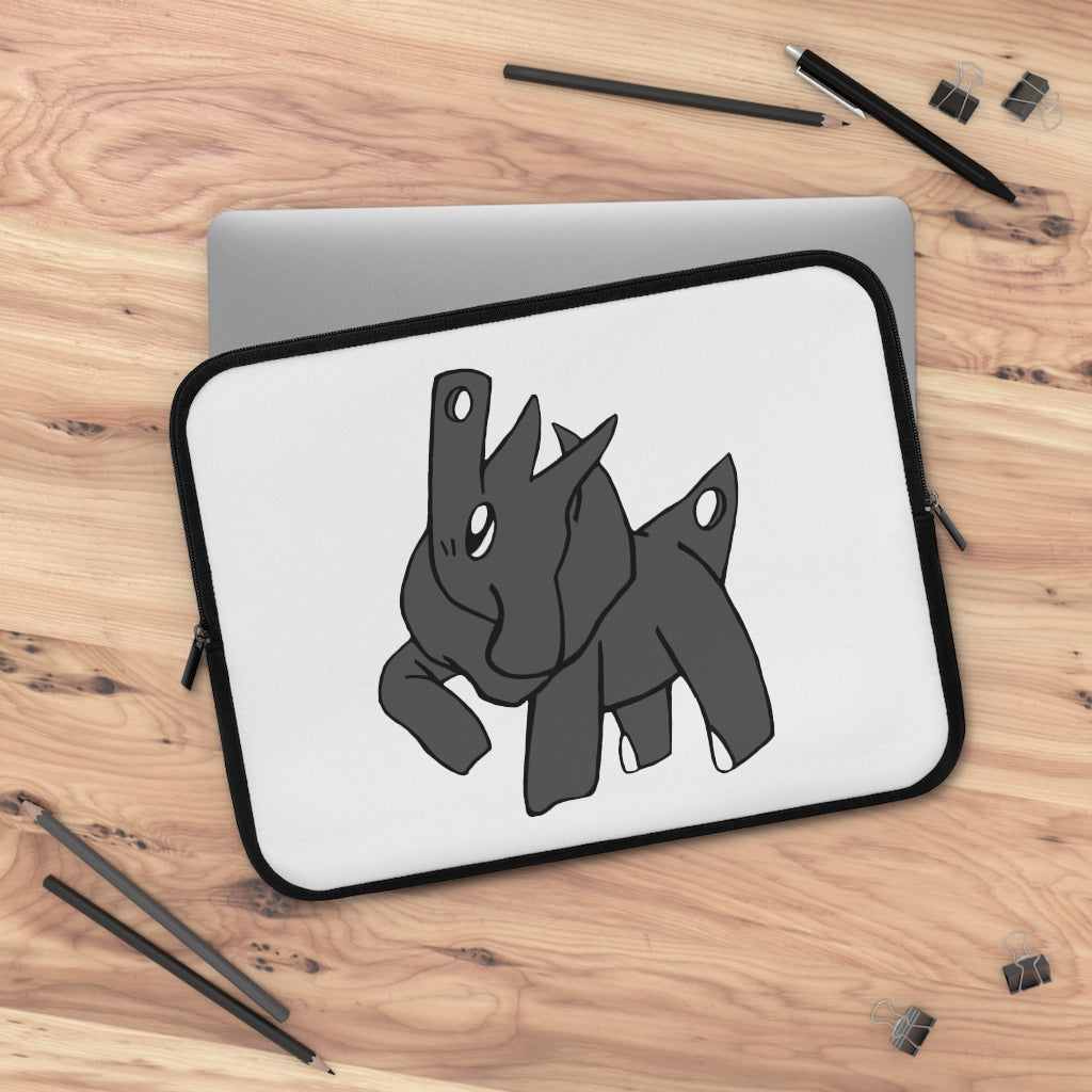 Electron Laptop Sleeve featuring a customizable front design and solid black back, made from durable neoprene material.