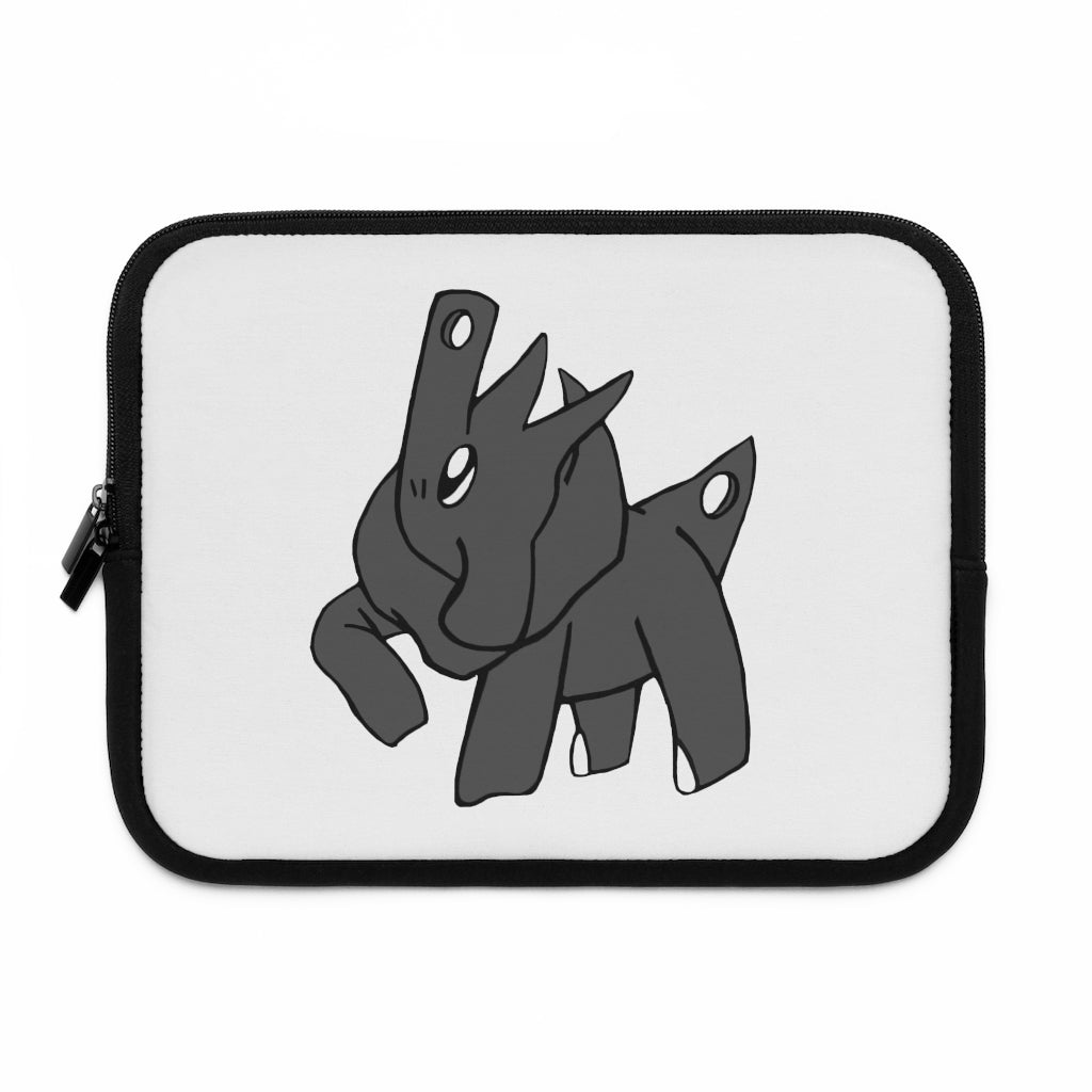 Electron Laptop Sleeve featuring a customizable front design and solid black back, made from durable neoprene material.