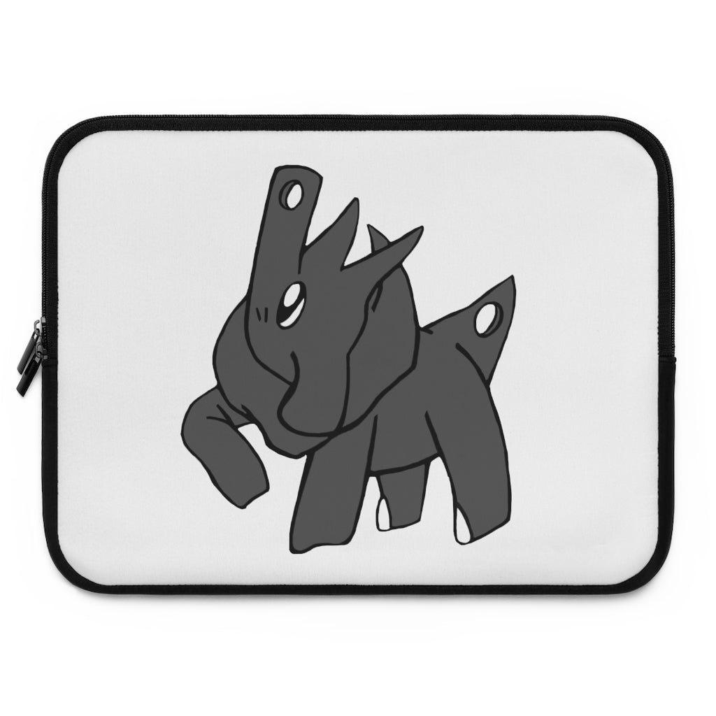 Electron Laptop Sleeve featuring a customizable front design and solid black back, made from durable neoprene material.