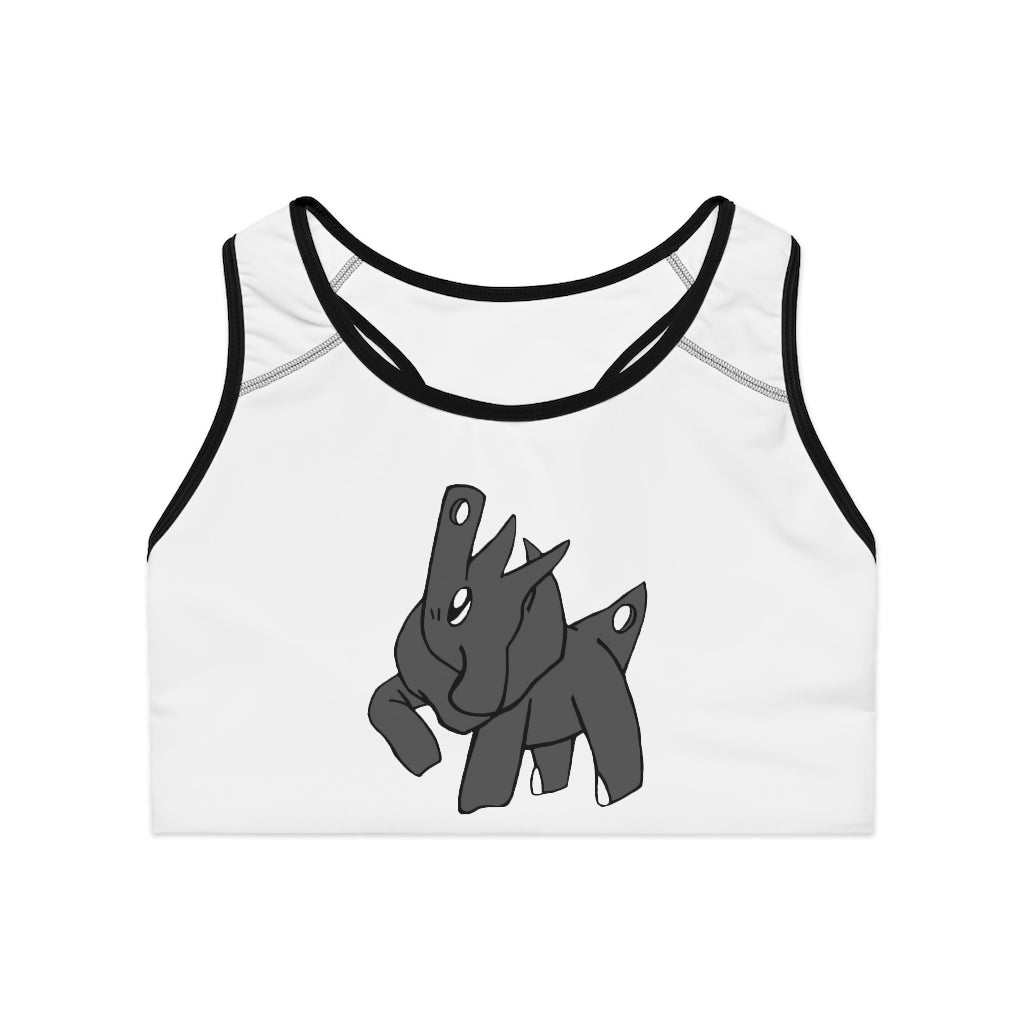 Electron Sports Bra featuring a customizable all-over print design, compression fit, and double-layer front for enhanced support and comfort.