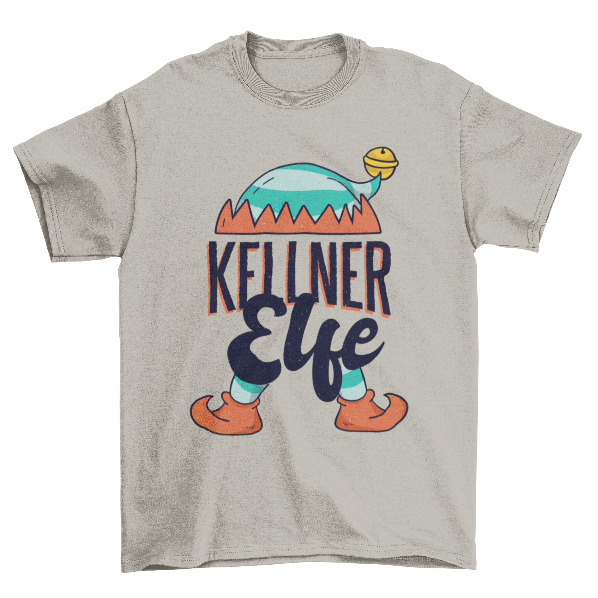 Elf Waiter T-shirt featuring a German quote with an elf hat and boots design.