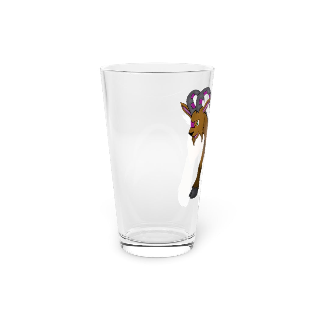 Elkwok Pint Glass, 16oz, clear glass with custom printed design, perfect for beverages.