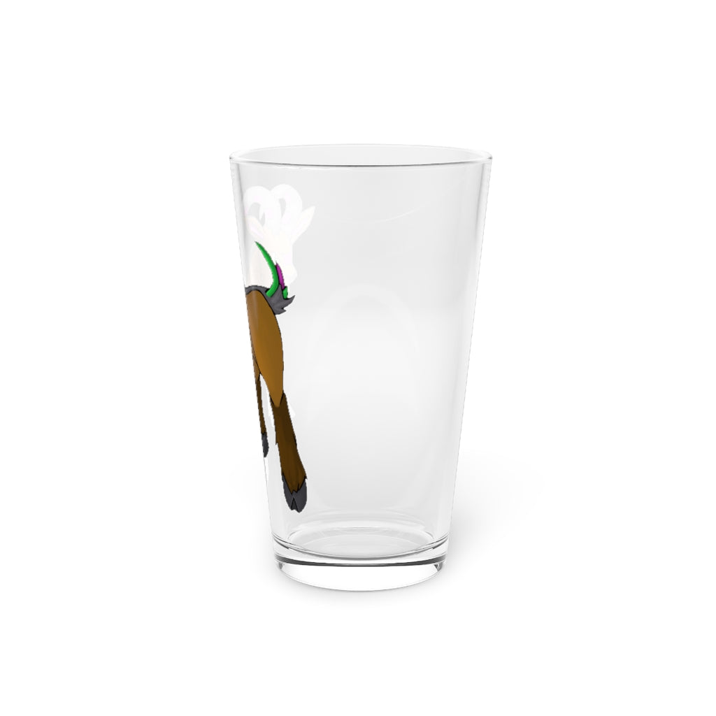 Elkwok Pint Glass, 16oz, clear glass with custom printed design, perfect for beverages.