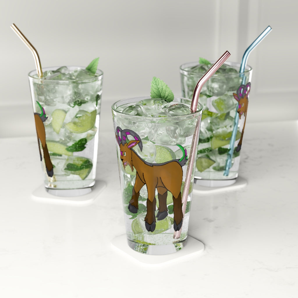 Elkwok Pint Glass, 16oz, clear glass with custom printed design, perfect for beverages.