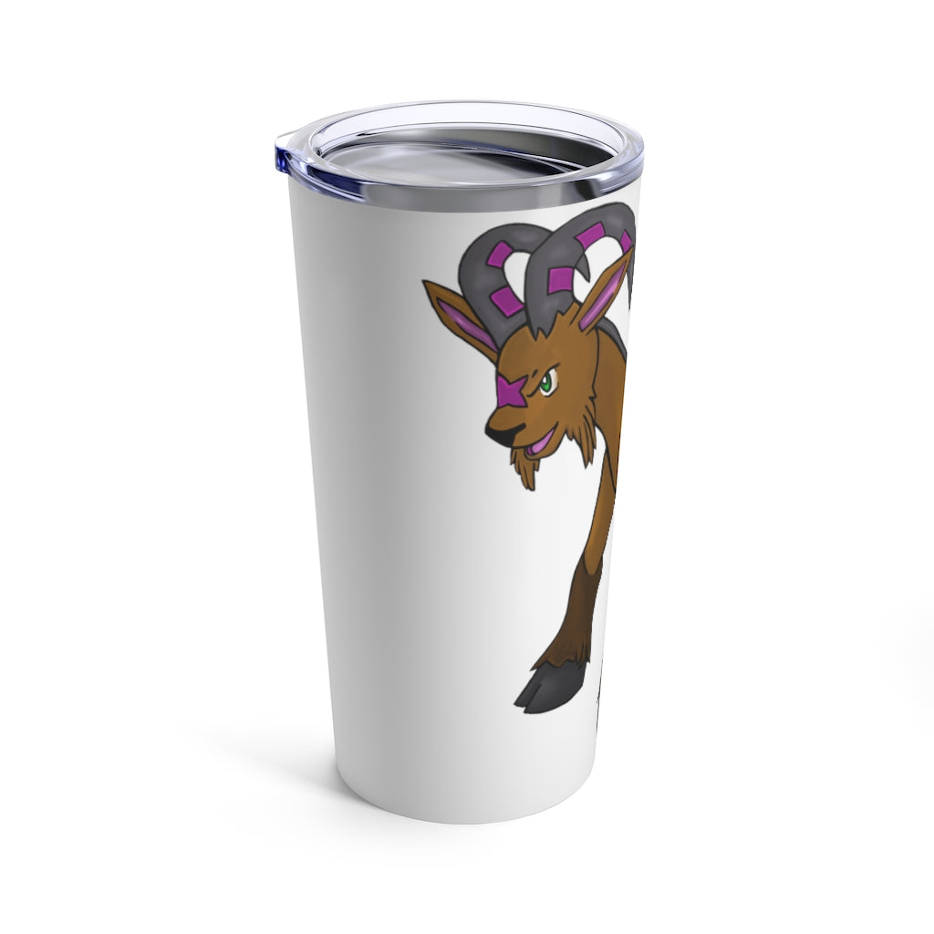 Elkwok Tumbler 20oz in stainless steel with a see-thru plastic lid, showcasing its sleek design and rounded corners.