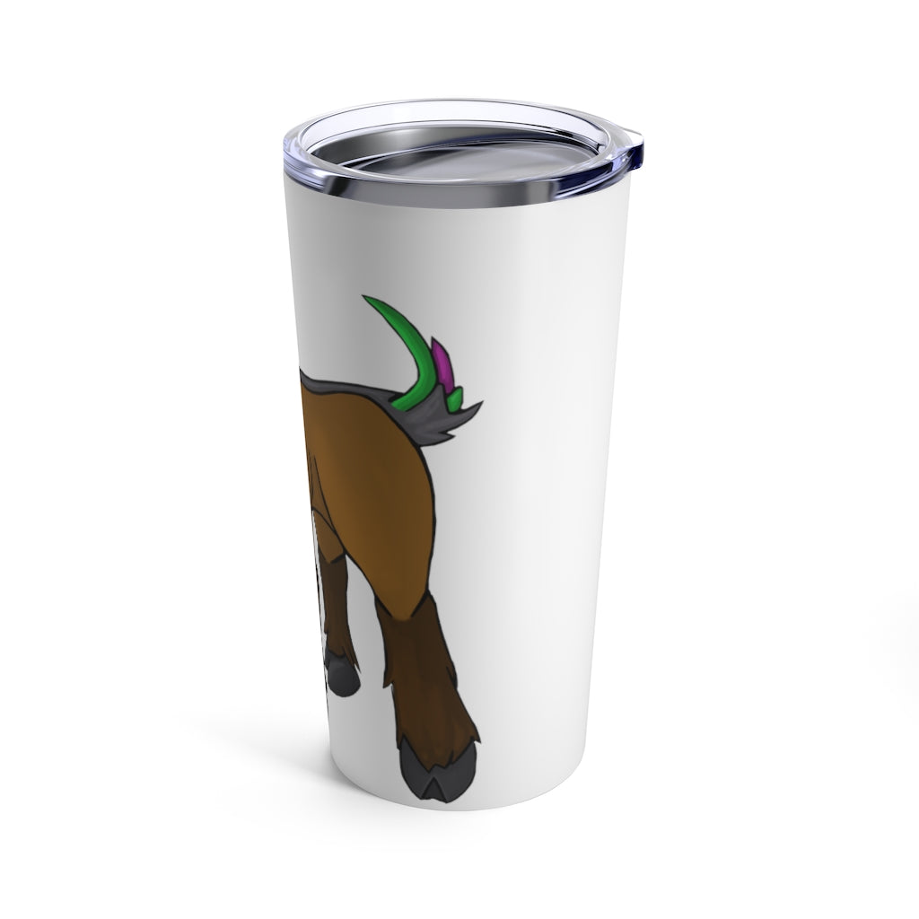 Elkwok Tumbler 20oz in stainless steel with a see-thru plastic lid, showcasing its sleek design and rounded corners.