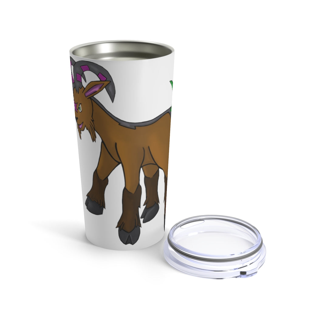 Elkwok Tumbler 20oz in stainless steel with a see-thru plastic lid, showcasing its sleek design and rounded corners.