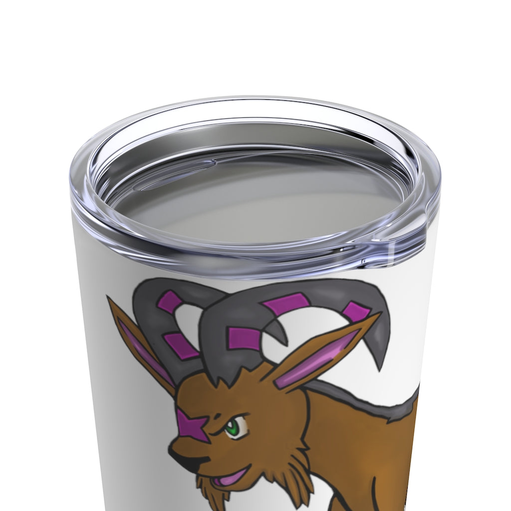 Elkwok Tumbler 20oz in stainless steel with a see-thru plastic lid, showcasing its sleek design and rounded corners.