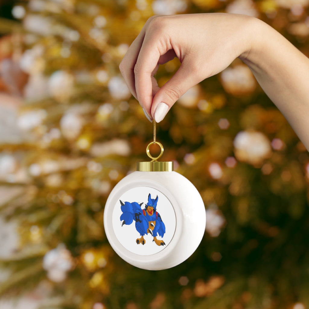 Empeor Christmas Ball Ornament with glossy finish and gold ribbon, featuring a vintage design and customizable metal insert.