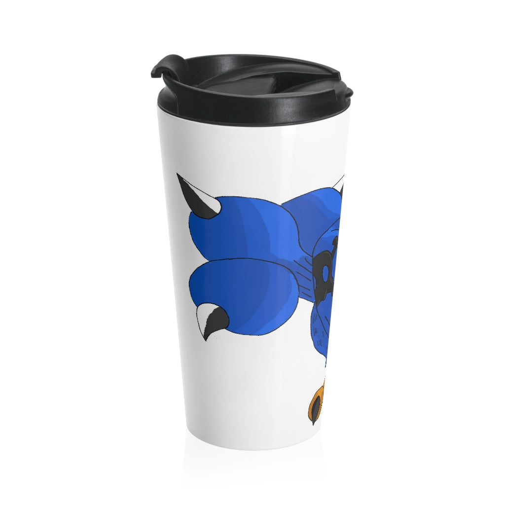 Empeor Stainless Steel Travel Mug with black lid, showcasing its sleek design and 15oz capacity.