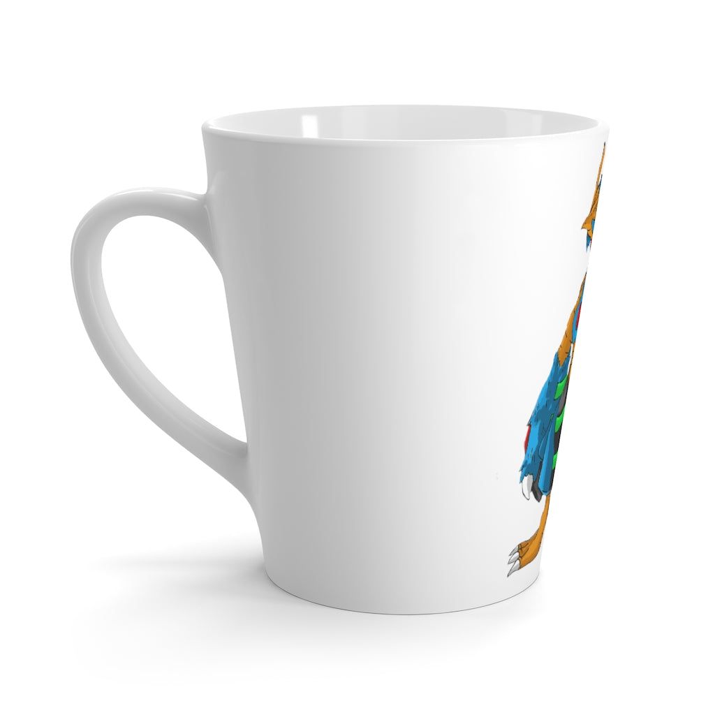 Empress Latte Mug in white ceramic with rounded corners and C-handle, showcasing vibrant sublimation print.