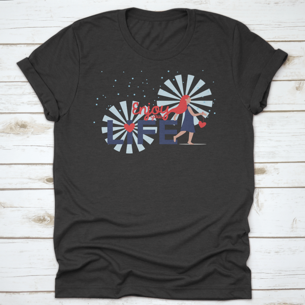 A stylish t-shirt featuring a positive quote design, made from 100% cotton, showcasing a classic fit and midweight fabric.