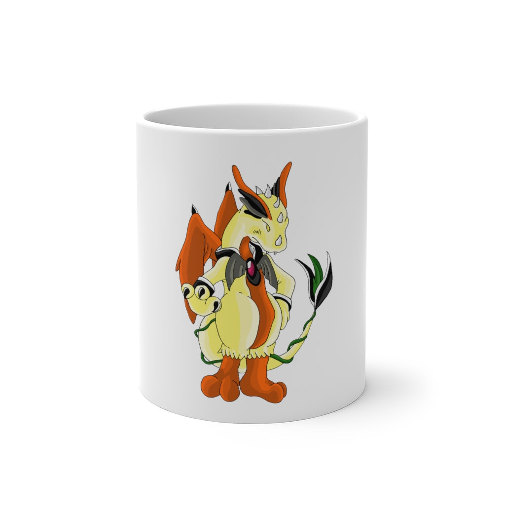 Ephanight Color Changing Mug showcasing vibrant colors when filled with hot liquid, featuring a C-handle and rounded corners.