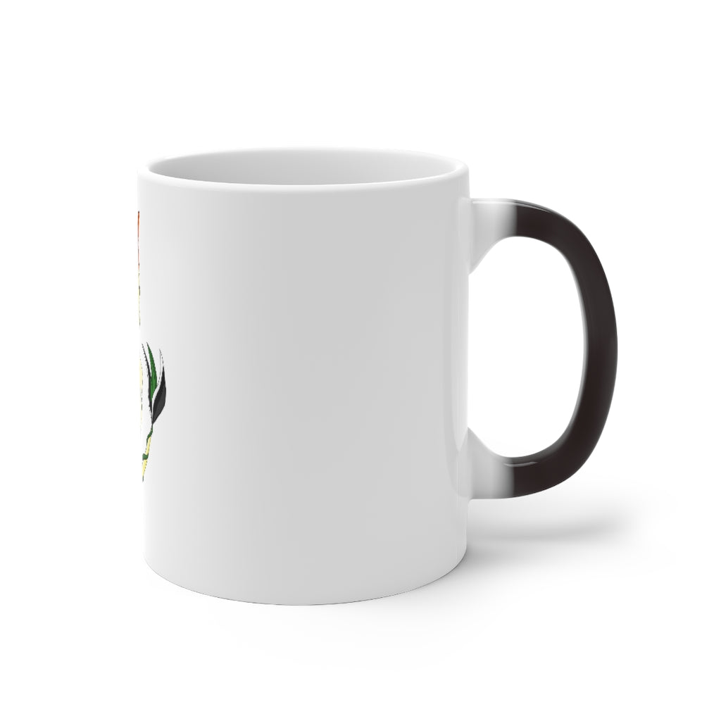 Ephanight Color Changing Mug showcasing vibrant colors when filled with hot liquid, featuring a C-handle and rounded corners.