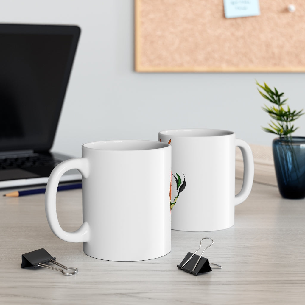 Ephanight Mug 11oz in white ceramic with a C-handle, perfect for coffee, tea, and hot chocolate.