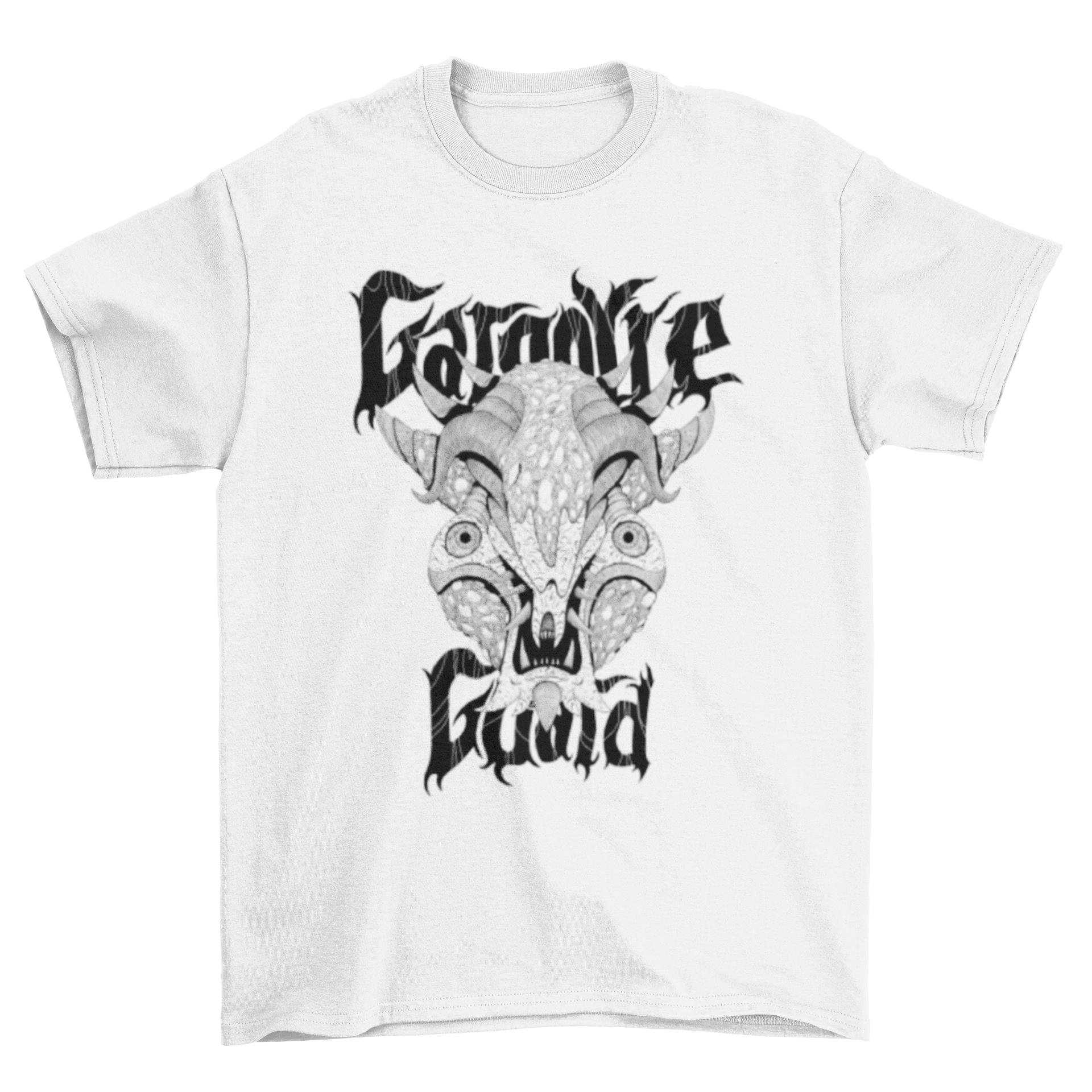 Epic Scary Creepy Monster Creatures t-shirt featuring a hand-drawn gargoyle design with the quote 'Gargoyle guard'.